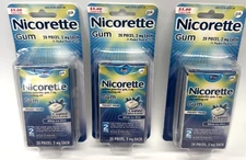 NIP Nicorette Gum Lot of 3 2mg  White Ice Mint Pocket Pack 60 Pieces Exp 1/27