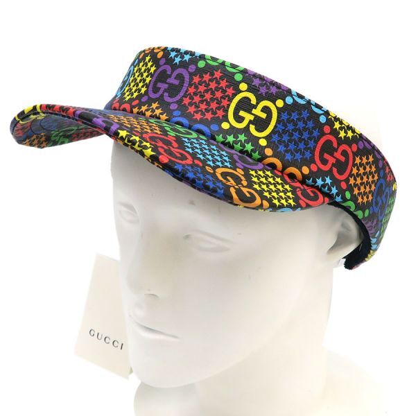 GUCCI Sun Visor Hat Multicolor GG Logo Authentic No Box Used eBay