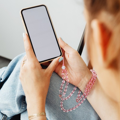 2 Pcs Langes Seil Rosa Perle Weißes Handyseil Zum Aufhängen Von Mobiltelefonen - Zdjęcie 7 z 11