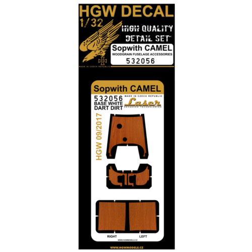 HGW 1/32 Dark Wood fuselage decals for Sopwith Camel for Wingnut Wings 532056 - Afbeelding 1 van 1