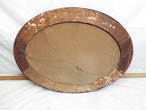 Antique Wood Grain Painted Oval Dome Bubble Portrait Couple Picture Frame Wooden - Picture 7 of 8
