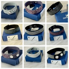 Swarovski "Simple" Slake Crystal Leather Wrap Bracelet, Choose Color (cc-104)