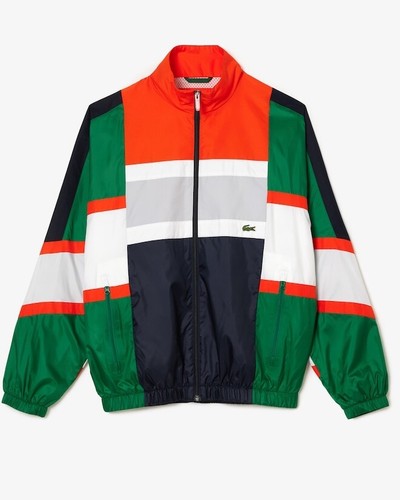 size 54 L Lacoste Colorblock Track Jacket Full Zip Orange Black Green White