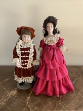  Vintage Franklin Mint Heirloom Lot of 2: Porcelain Doll w/ Stand