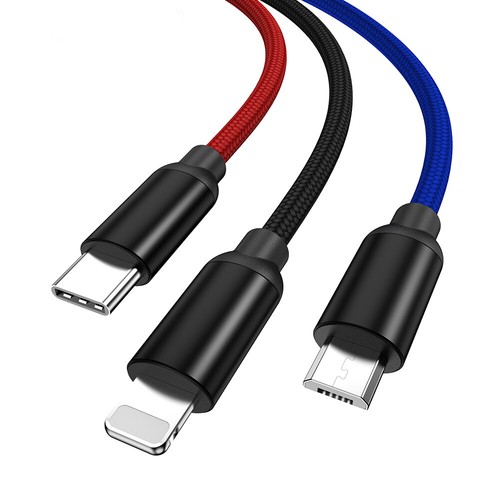 3in1 Multi Charger Fast Charging Cable Braided Cord For iPhone Micro USB Type C - Picture 8 of 13