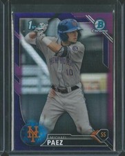 2016 BOWMAN CHROME DRAFT MICHAEL PAEZ METS RC PURPLE REFRACTOR RARE SP 124/250