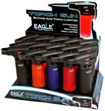 5 Pack Eagle Torch Gun Lighter Butane Jet Windproof Adjustable Flame Refillable