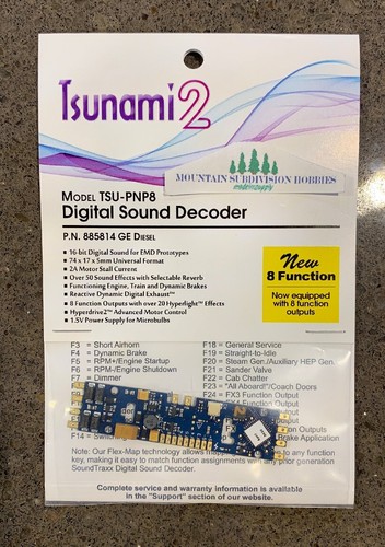 Soundtraxx 885814 Tsunami 2 TSU-PNP8 GE DIESEL DCC Snd Decoder NEW 8 FUNCTIONS! - Picture 2 of 5