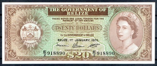 BELICE BELIZE 20 Dollars dolares 1976 Pick 37c MBC / VF - Imagen 2 de 4