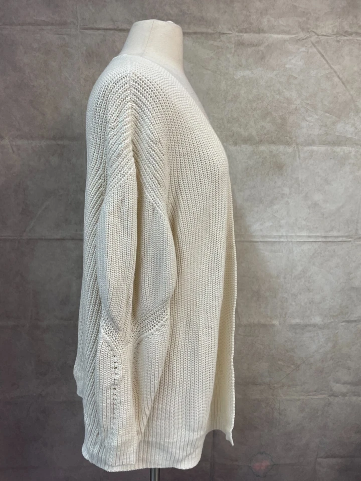 Divided H&M Cardigan Womens Ivory Pointelle Knit Long Sleeve Open Front Size XL - Image 4 of 4