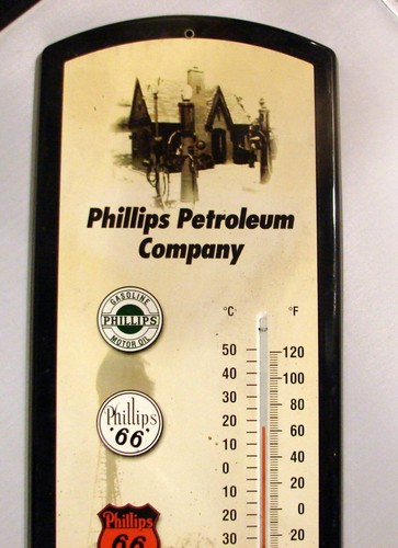 PHILLIPS 66 PETROLEUM COMPANY GAS OIL Co THERMOMETER ADVERTISING SIGN - Picture 2 of 4