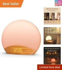 Wood Grain Sunrise Alarm Clock and Sound Machine Nightlight, Digital Dimmable...