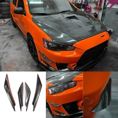 4pcs Glossy Black Car Bumper Fin Canard Splitter Diffuser Valence Spoiler Lip ED