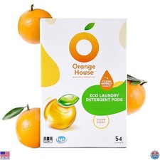 Natural Orange Oil Laundry Pods, Plant-Based, Hypoallergenic, 54 Count, HE