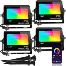 4 Pack RGB LED Flood Light with Stake, Outdoor DIY Color Changing Stage Party...