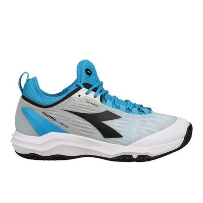 diadora Speed Blushield Fly 3 Plus Ag Tennis  Mens Black, Blue, White Sneakers A