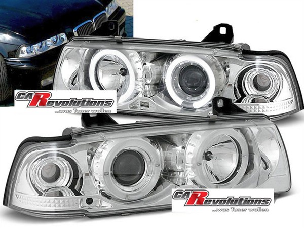 Angel Eyes Scheinwerfer Set In Chrom FüR Bmw E36 12.1990-08.1999-image