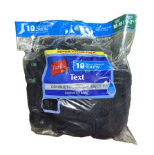 Hanes Boys' Cushion Crew Socks Black 10 Pk Double Tough Durability Sz 9-2.5 NIOP