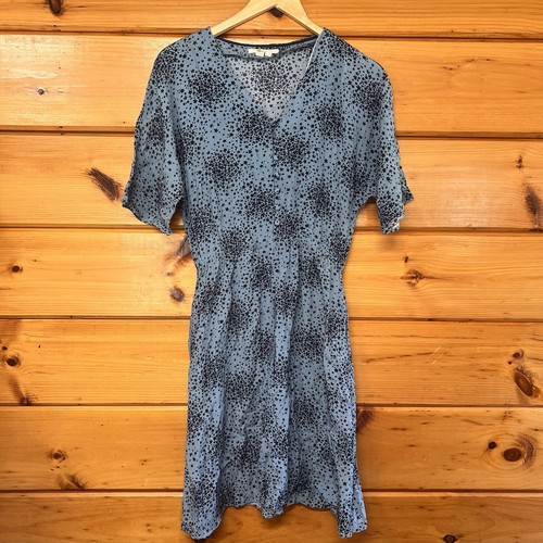 Boden Truro Dress Heritage Blue Floral Short Sleeve Lightweight Midi Dress 2R