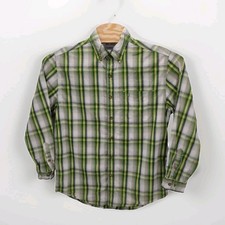 Carhartt Mens L Plaid Button Down Shirt Green Long Sleeve Workwear Outdoor Logo
