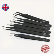 6pcs Precision ESD Anti-Static Tweezers Set for Electronics, Craft & Repair Tool