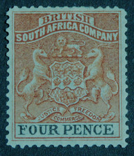 Rhodesia (British South Africa Co.) 1892 4d SG 22 Mint hinged cat £48