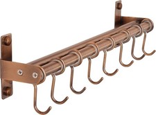 Pot Rack Pots and Pans Hanging Rack Rail with 8 Hooks, Double Bars, Pot Hangers
