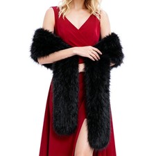 Women Faux Fur Collar Scarf Wrap Warm Stole Shawl Shrug Winter Neck Warmer