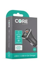 CORE ESSENTIALS - Dual USB-C & USB-A In-Car Charger with Fast Charge
