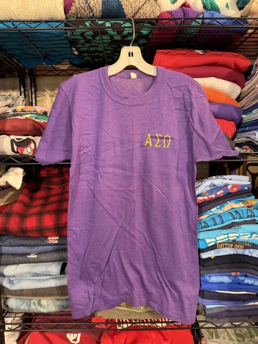 Shirt Mens Large Purple ASO Alpha Sigma Omega Greek Letters Fraternity Tee