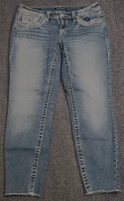 Vigoss Jeans Womens 7/8 L27 Blue Heritage Fit Skinny Stretch Thick Stitch