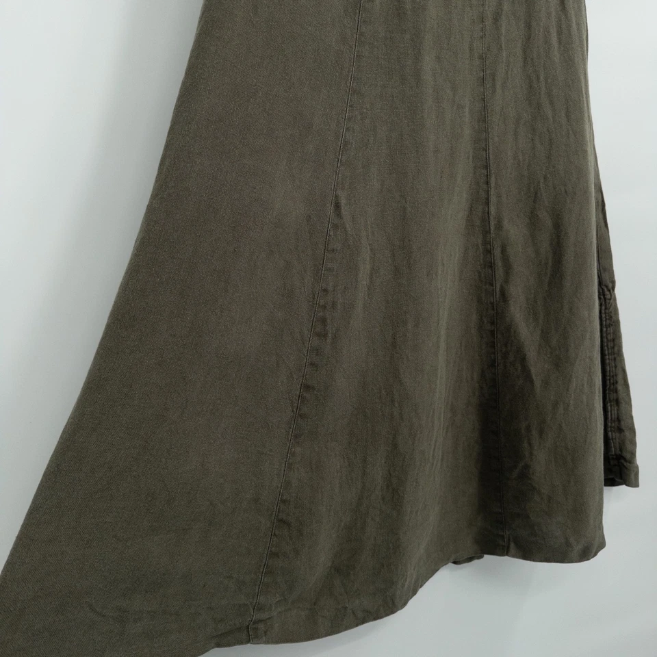 Falda midi de lino irlandés Y2K Talbots Petites talla 2 verde caqui terroso suave romántica Foto 2 de 4