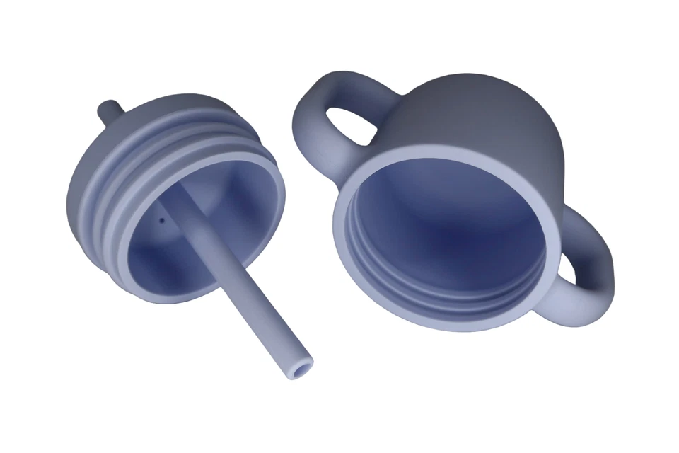 Силиконовый Sippy чашка с соломенной крышкой для малышей возраста 2 + - страсть фиолетовый - новый - Изображение 2 из 2