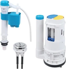 Toilet Tank Kit Flush Valve 2.5, Fill Valve 1/2, Push Button 1.45, One Piece ...