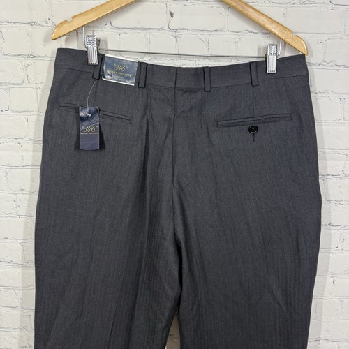 Pantalones Brooks Brothers 346 para hombre talla 36x31 lana elástica puño plisado recto - Imagen 12 de 18