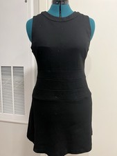 ZARA Sleeveless Sheath Jersey Dress Black Crew Neck Back Zip (L)