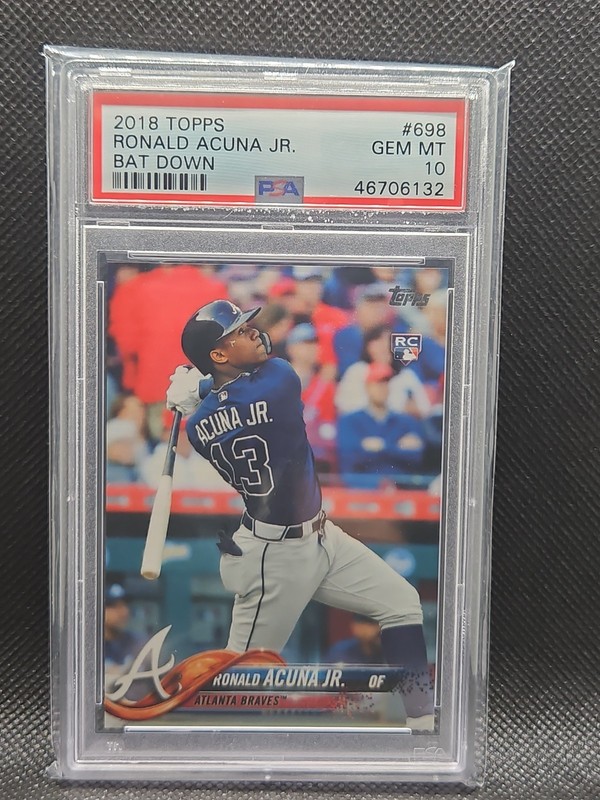 2018 Topps Series 2 Ronald Acuna Jr. "Bat Down" PSA 10 RC Rookie #698
