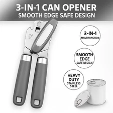 Manual Can Opener Stainless Steel Smooth Edge Heavy Duty Bottle Opener Kitchen