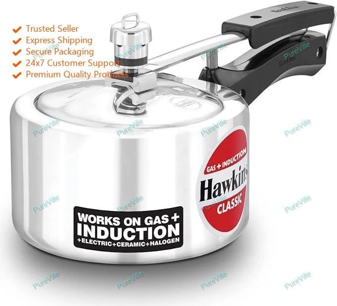 Hawkins 1.5 Litre Classic Pressure Cooker, Induction Inner Lid Cooker, Silver (I