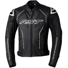 RST S1 CE Leather Jacket Motorbike Motorcycle Black / Black / White