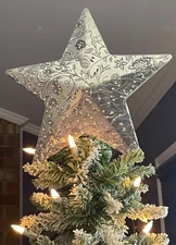 Tracery CHRISTMAS TREE TOPPER w/Crystals Star, Wendall August, Handmade Aluminum
