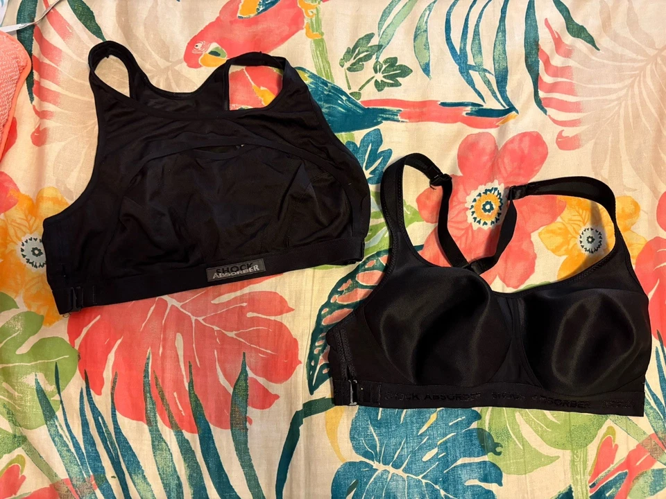 Lote de 2 SUJETADORES DEPORTIVOS 36C Negro Soporte Firme Inalámbrico Racerback Amortiguador  Foto 2 de 4