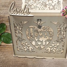  1PC Hochzeitsfeier Box Aushöhlung Briefkasten Holz geschnitzt Check-in Box