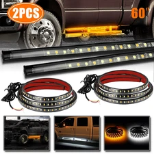 60in LED Running Board Lights Sequential Amber Side Marker Turn Signal Light Bar