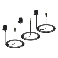 Lavalier Lapel Microphone, Straight Stereo 4-Pole, Unidirectional Mic Pack of 3