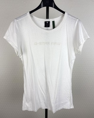 G-STAR Raw Damen Gr. S slim fit Jersey Shirt Stretch T-Shirt weiß Tshirt 0A4