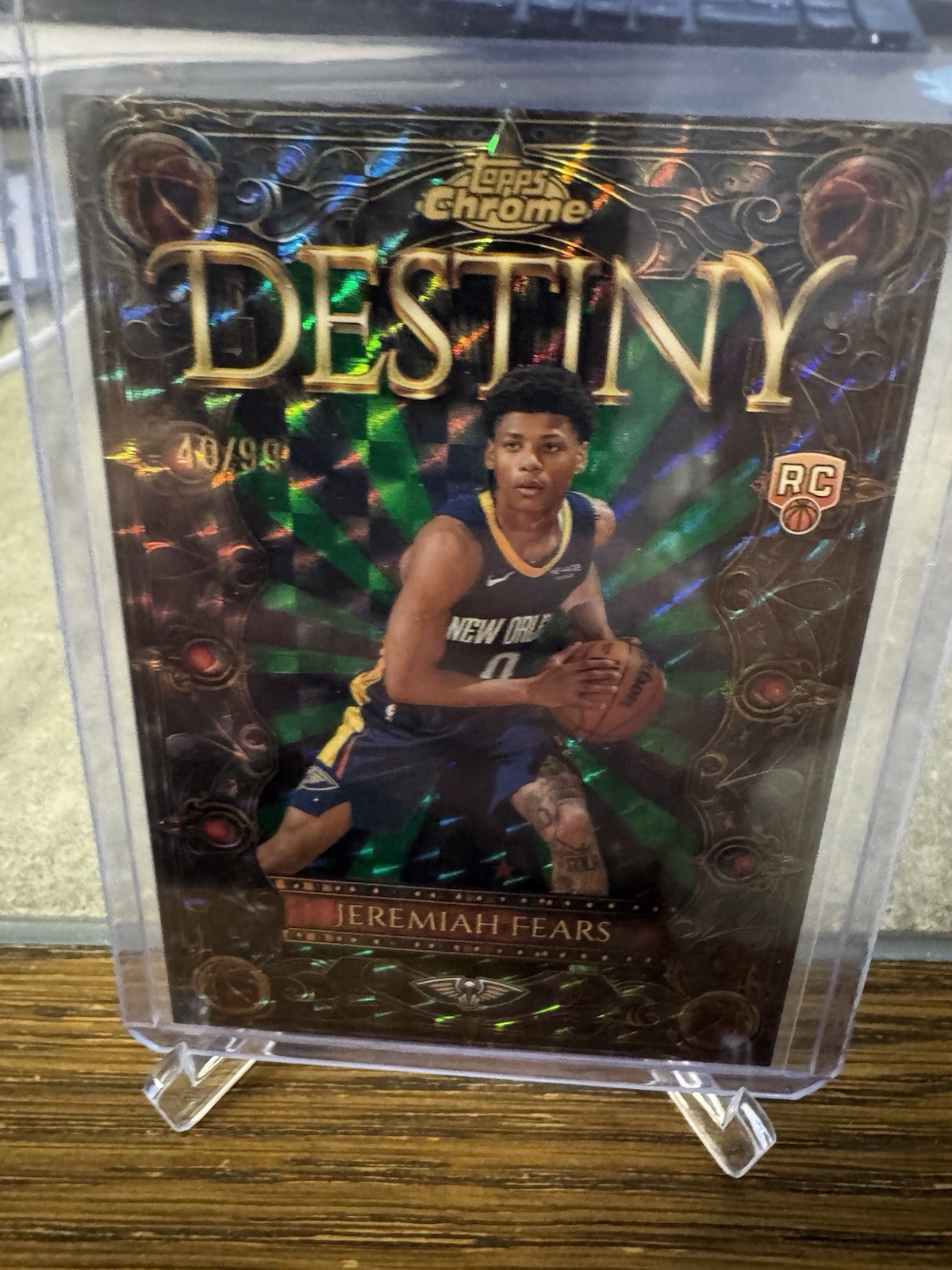 2025-26 Topps Chrome Jeremiah Fears Rookie RC Destiny Green Geometric/99!