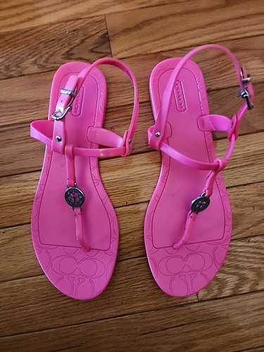 Sandali Coach Pansy donna rosa jelly con cinturino a T e tanga taglia 8B/nuovi senza etichette - Foto 1 di 6