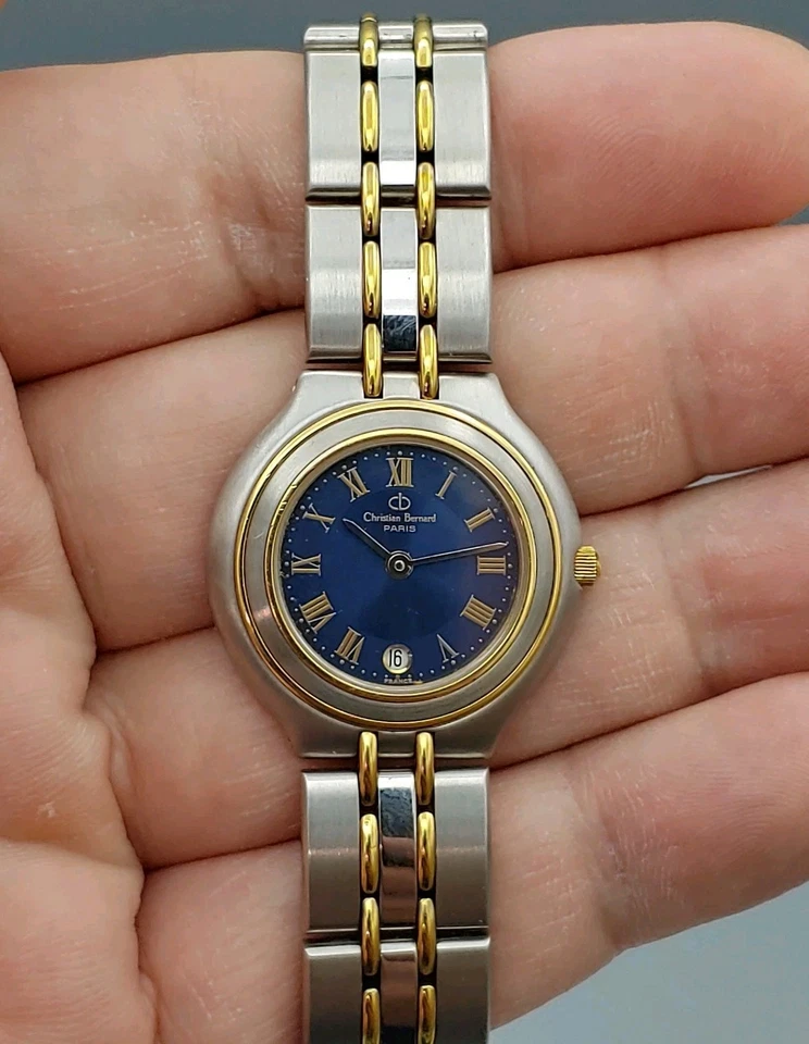 Christian Bernard Paris Watch 29mm Two-Tone Blue Dial Day Date 7 Jewel N3399 - Image 3 of 4