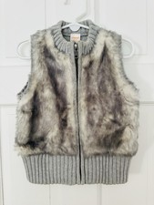 Gymboree Girls Gray Faux Fur Sweater Vest With Zipper Size 4